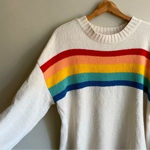American Eagle Oversized Sweater Rainbow Chenille XS